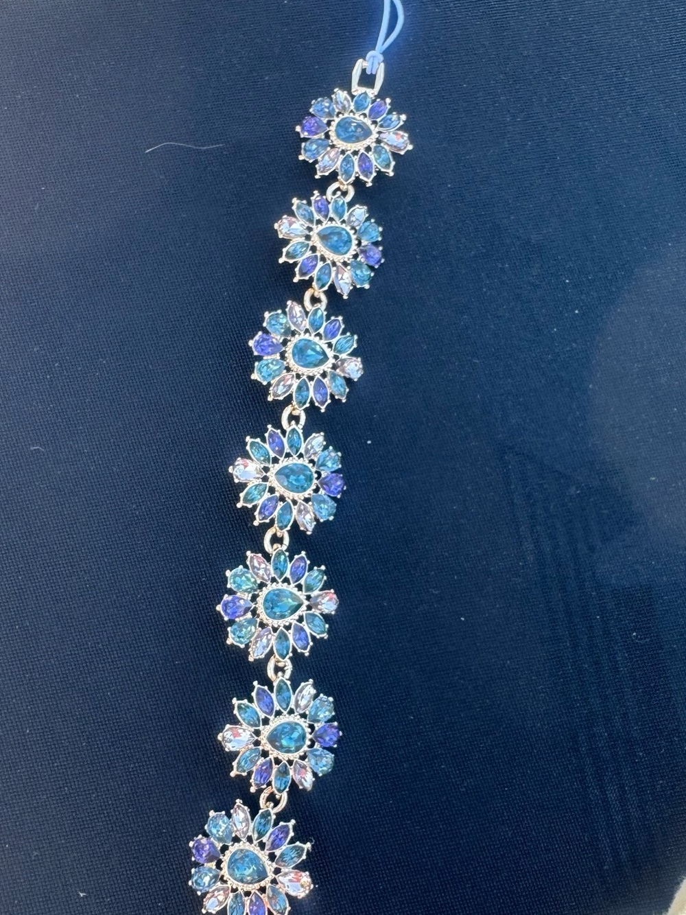 Marchesa Blue and Light-Blue Crystal Floral Bracelet